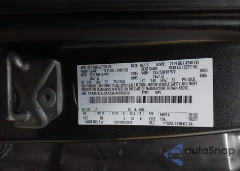 2016 Ford Escape Titanium из США, поврежденный, VIN 1FMCU9JXXGUA55202